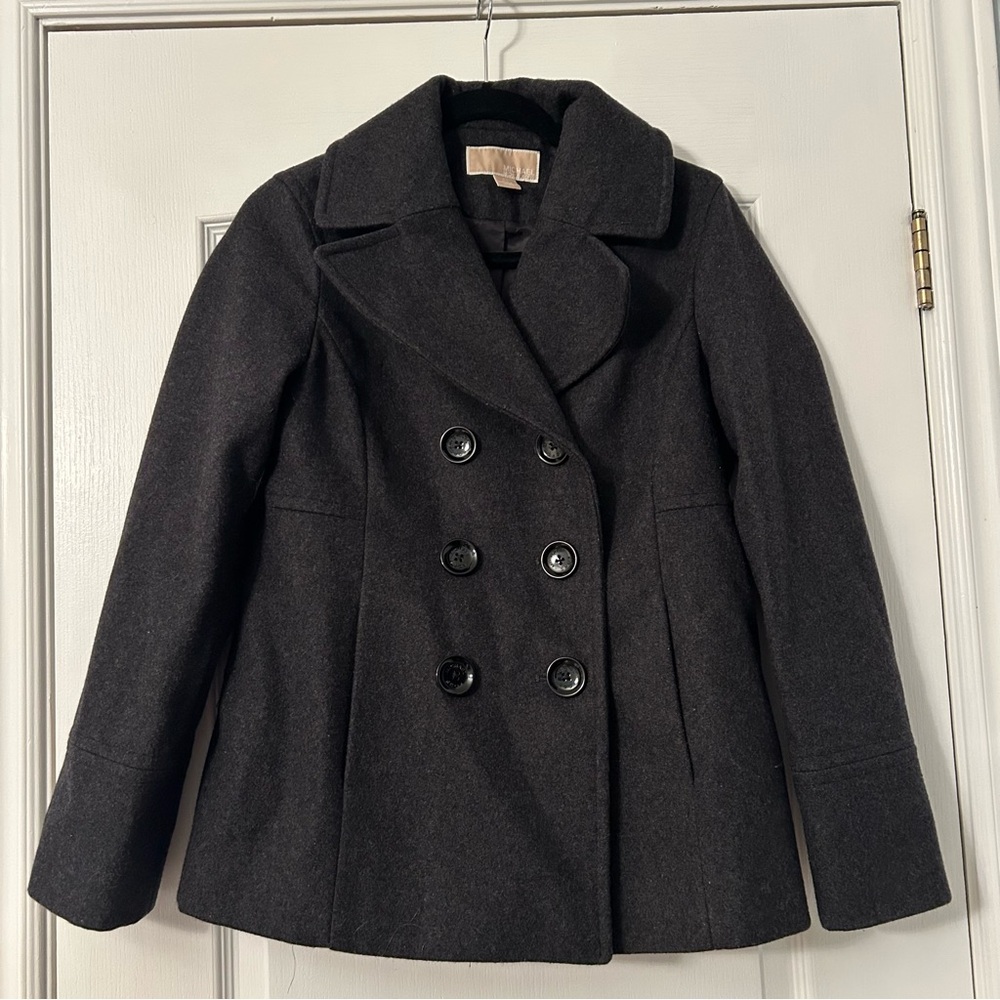 Michael Kors Women's Charcoal Double-Breasted Peacoat